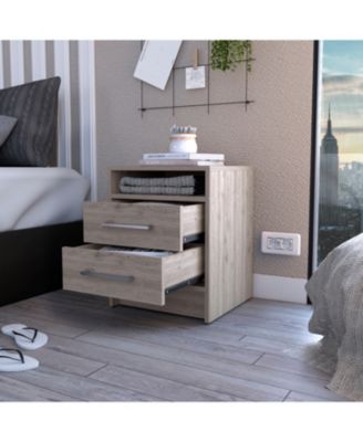 Philadelphia Nightstand, Two Drawers, Concealed Shelf