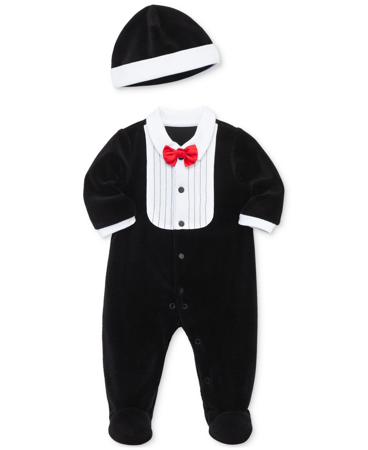 Little Me Baby Boys Tuxedo Footed Coverall & Hat, 2 Piece Set