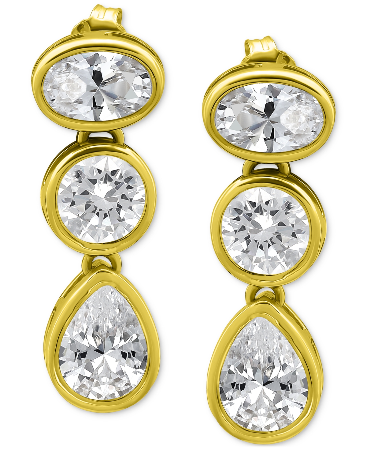 GIANI BERNINI CUBIC ZIRCONIA MIXED-CUT DROP EARRINGS IN 18K GOLD-PLATED STERLING SILVER, CREATED FOR MACY'S 
