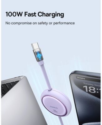 Free2Draw Mini Retractable Charging Cable Type-C to Type-C 100W 1m Nebula Purple