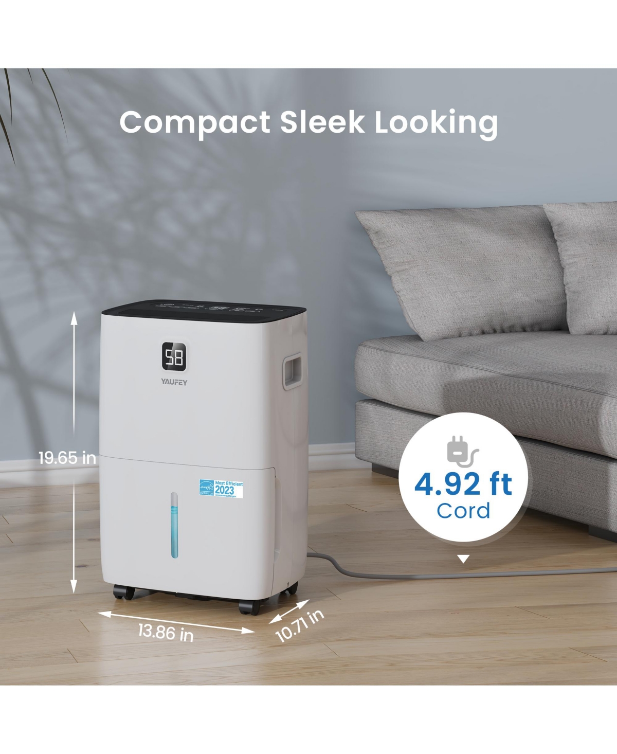 Waykar 80 Pint Energy Star Dehumidifier for Basement & Living Room with 4 Area Mode