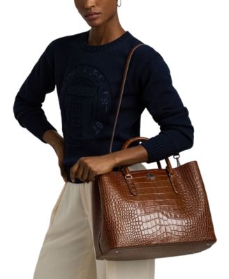 Marcy Large Embossed Leather Satchel Bag