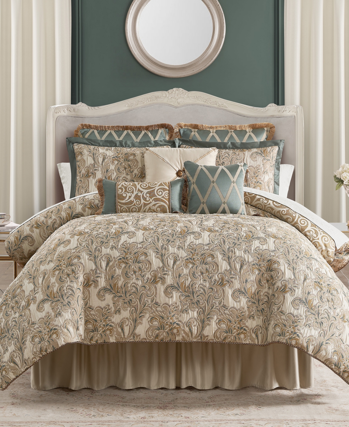 Waterford Anora 6 Piece Comforter Set, California King - Teal
