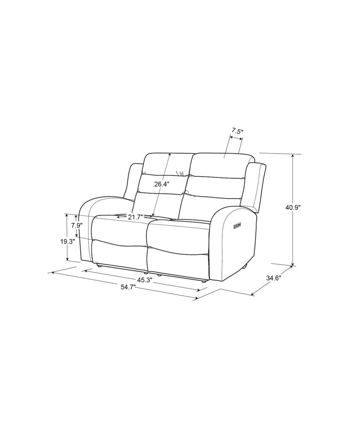 Relax A Lounger 54.7"w Polyester Akron Power Reclining Loveseat In Gray