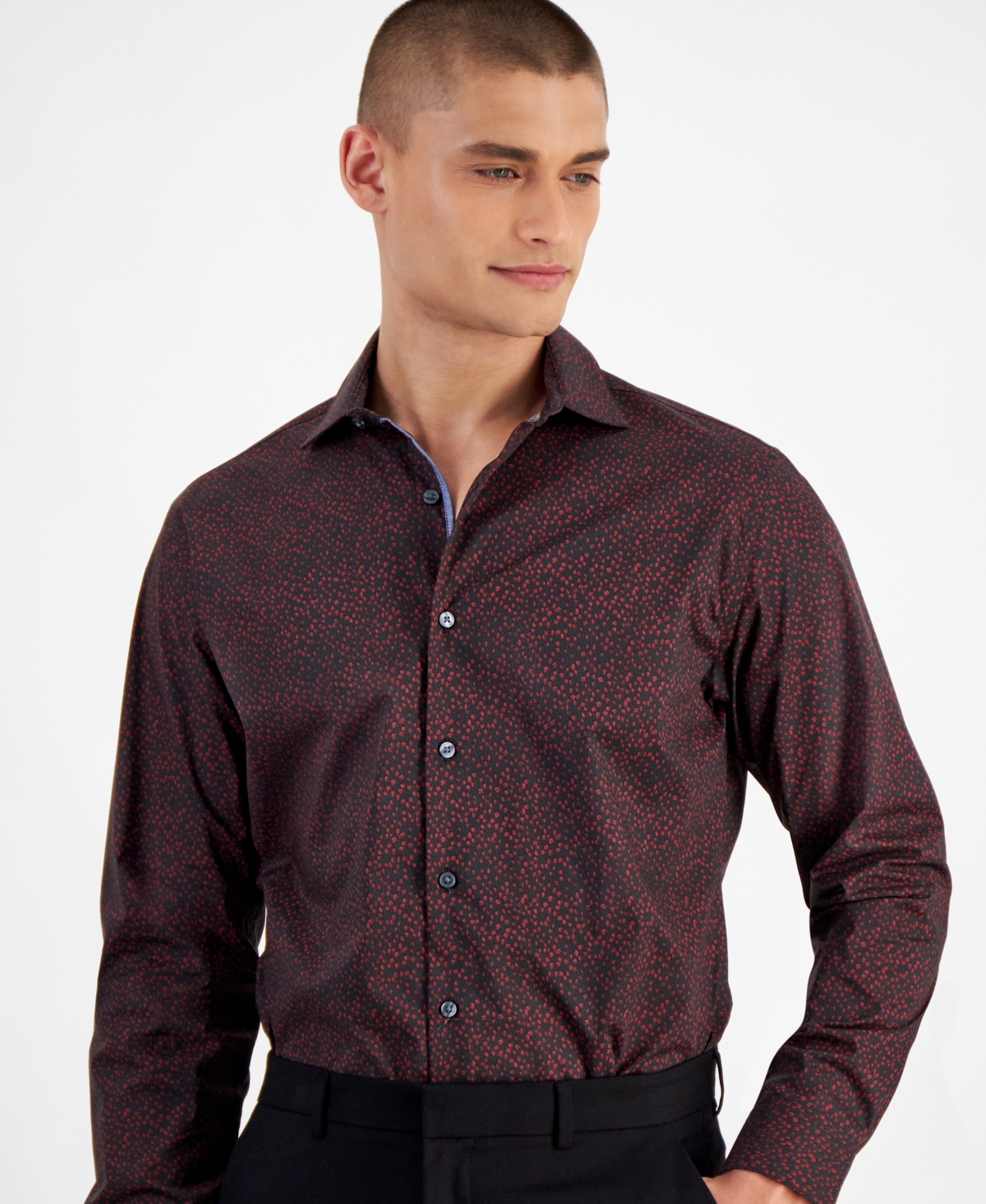 BAR III MEN'S SLIM-FIT TERRY FLORAL DRESS SHIRT, CREATED FOR MACY'S 