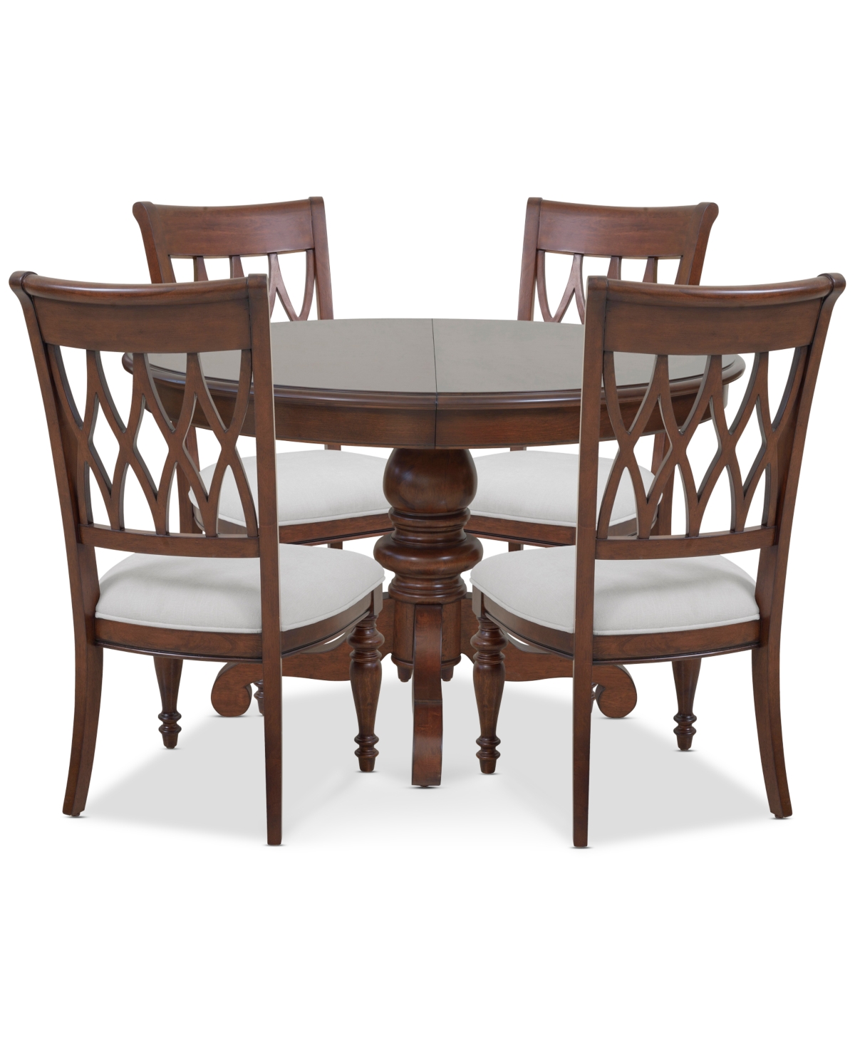 Macy's Daria 5-pc. Dining Set (round Table & 4 Upholstered Back Side Chairs), Created For  In Brown