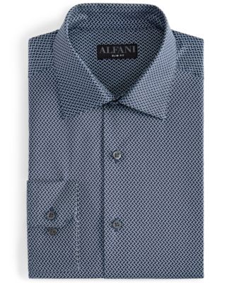 Men's Slim-Fit Temperature Regulating Geo-Print Dress Shirt, Created for Macy's