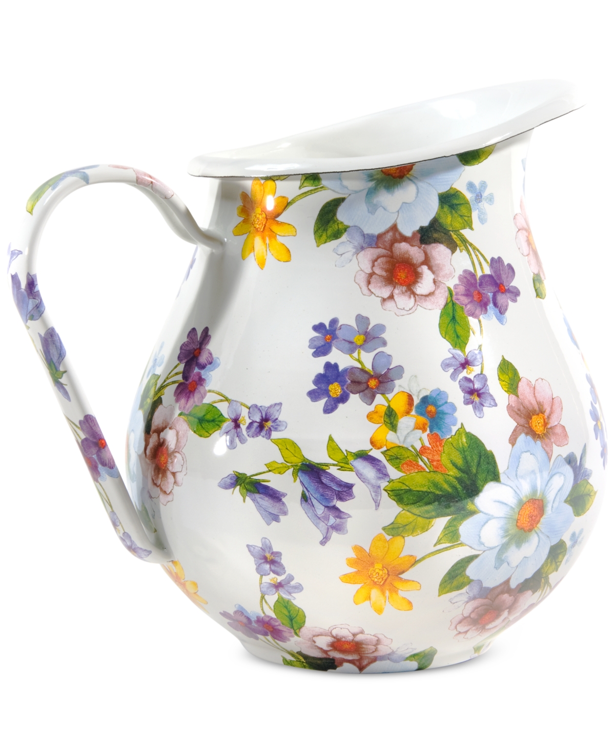 Mackenzie-childs White Flower Market Enameled Steel Pitcher In No Color