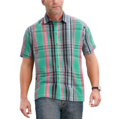 Big & Tall Plaid Wrinkle-Resistant Short Sleeve Button Down