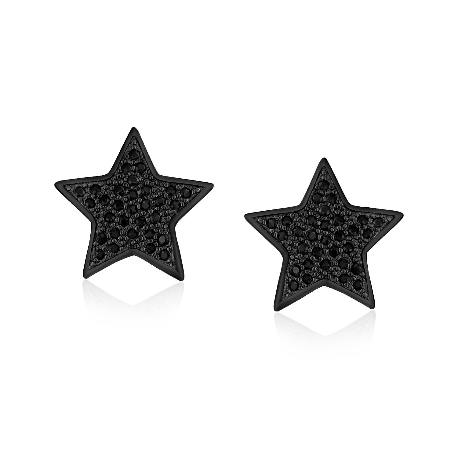 Patriotic Rock Star Sparkling Cubic Zirconia Micro Pave CZ Stud Earrings Sterling Silver