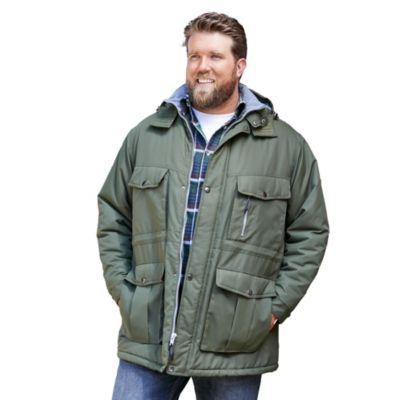 Big & Tall by KingSize Fleece-Lined Parka With Detachable Hood And 6 Pockets