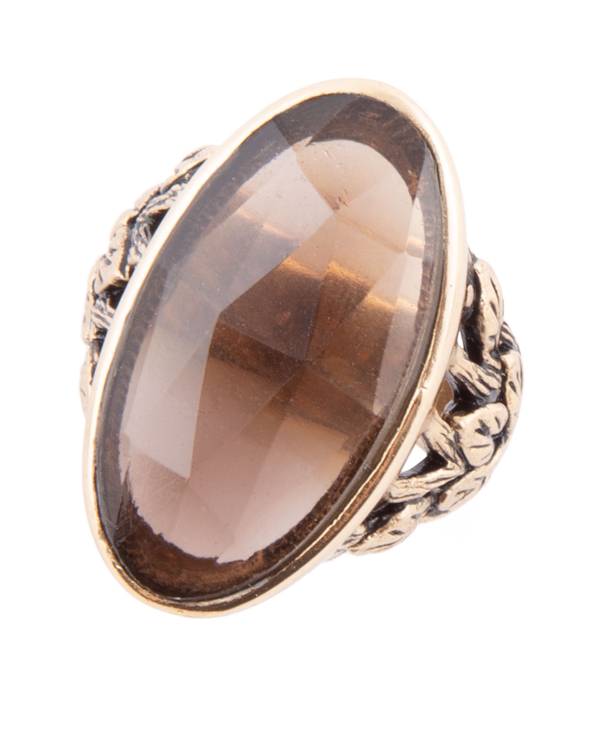 Enchanted Smoky Quartz Golden Bronze Oval Ring - Genuine smoky quartz
