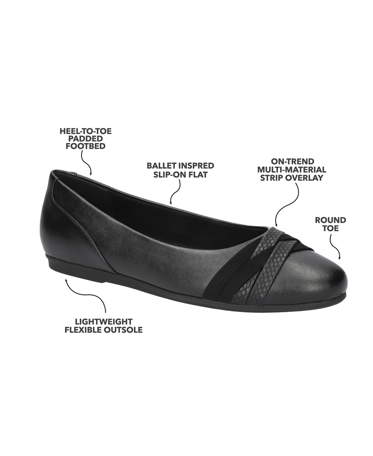 EASY STREET WOMEN'S KYLIE COMFORT BALLET FLATS 