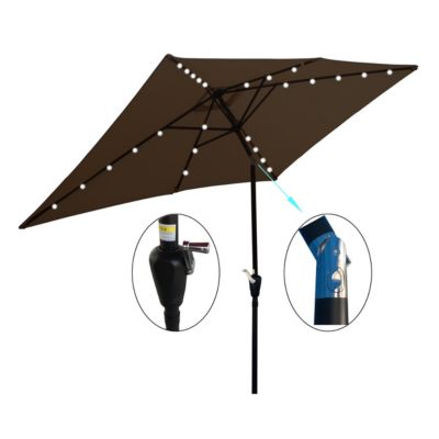 Streamdale Solar Lighted Patio Umbrella with Crank (10' x 6.5')