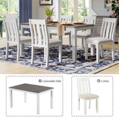 7-Piece Retro Dining Set with Extendable Table