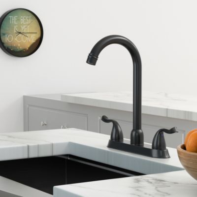 Kitchen Sink Faucet With 2 Handles, 3-Hole Installation, Matte