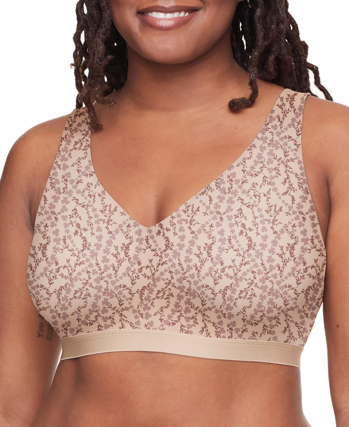 Warner's Warners Cloud 9 Super Soft, Smooth Invisible Look Wireless Lightly Lined Comfort Bra Rm1041a In Butterscotch Vine Floral