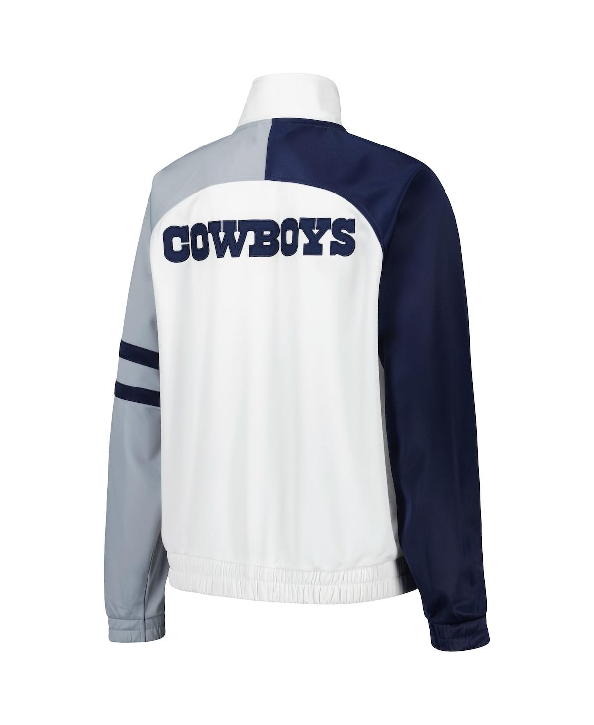 Starter Women's White Dallas Cowboys Curve Ball Raglan Full-zip Track Jacket In White Navy