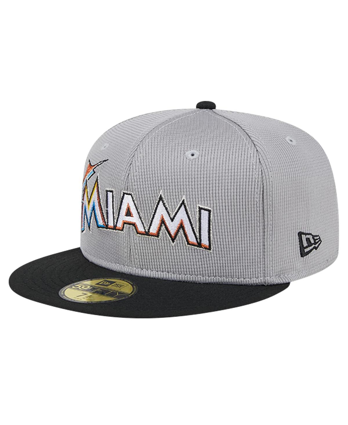 New Era Men'sMiami Marlins Pivot Mesh 59FIFTY Fitted Hat - Gray
