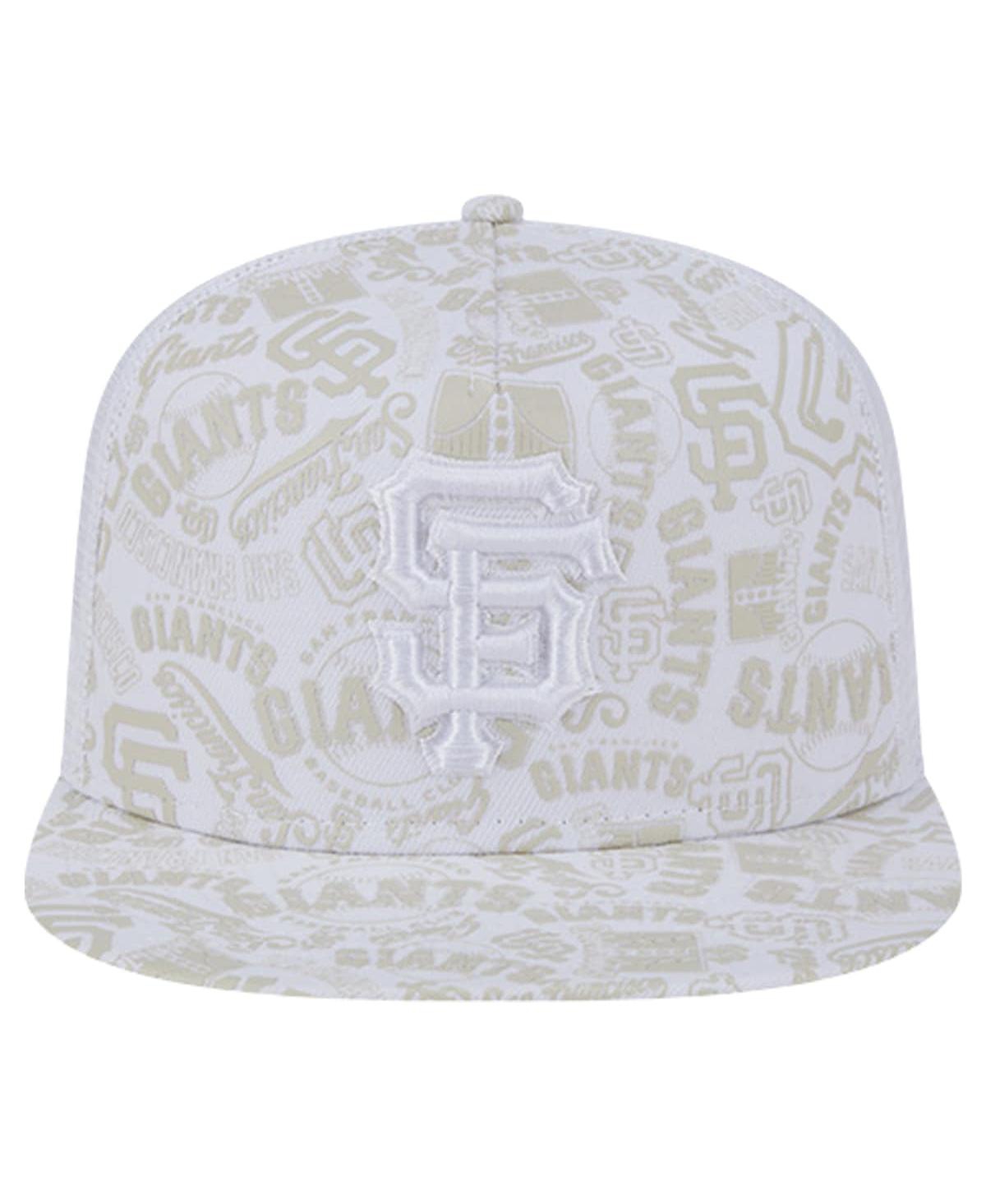 New Era Men's White San Francisco Giants Logo Dunes A-frame Trucker 9fifty Snapback Hat In White