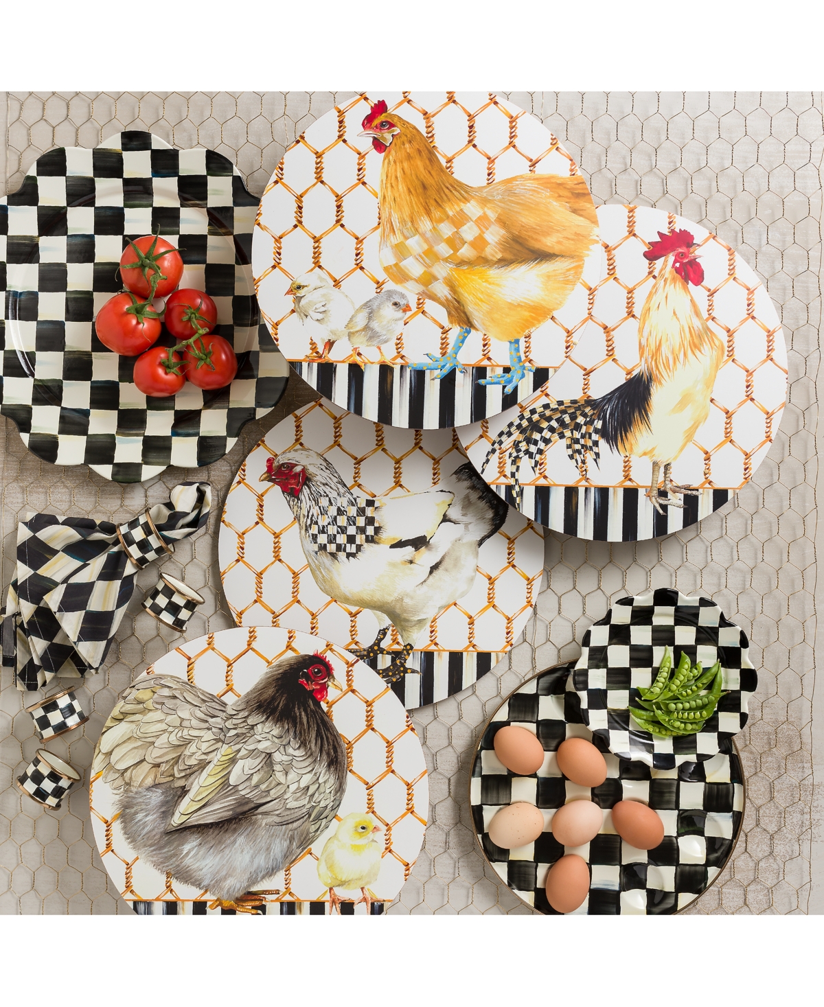 Shop Mackenzie-childs Courtly Check Napkin Rings, Set Of 4 In No Color