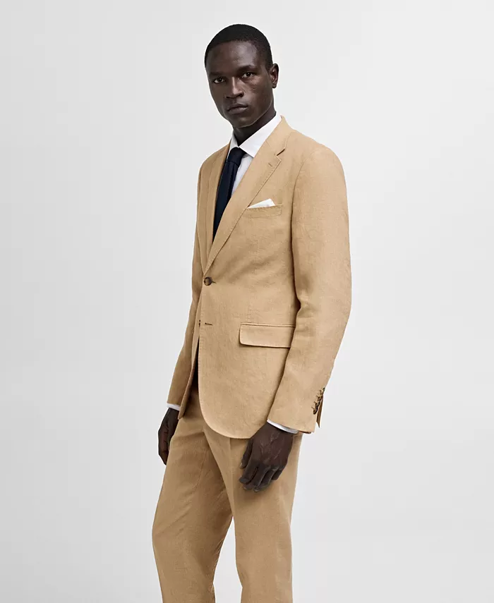 Men's Linen Slim-Fit Suit Blazer - thumbnail 4
