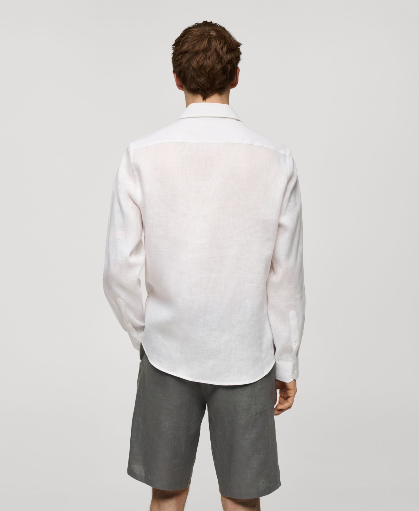 Мужская рубашка Mango Linen, цвет: Аквамариновый зелёный — фото 7