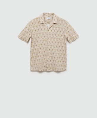 Men's Bowling Collar Printed Flowing Shirt