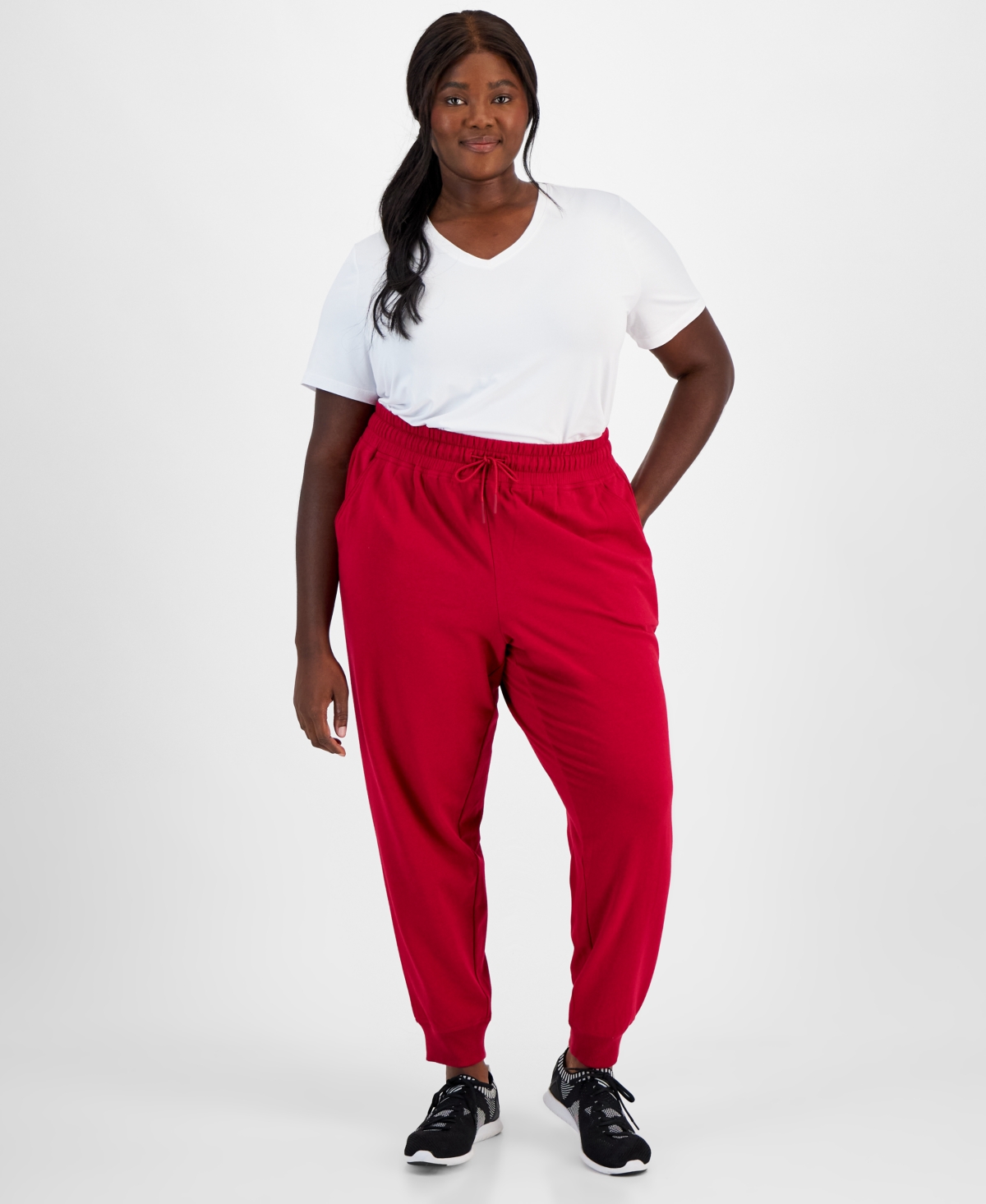 Plus Size Fleece Jogger Sweatpants, Created for Macy's - Cranberry Whip