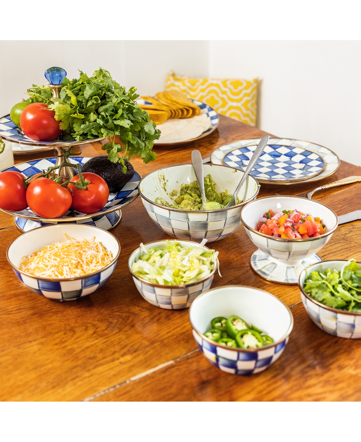 Mackenzie-childs Sterling Check Enamel Everyday Bowl, Medium In No Color