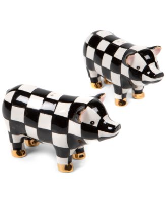 Mackenzie-Childs Courtly Check Pig Salt & Pepper Set - Macy's
