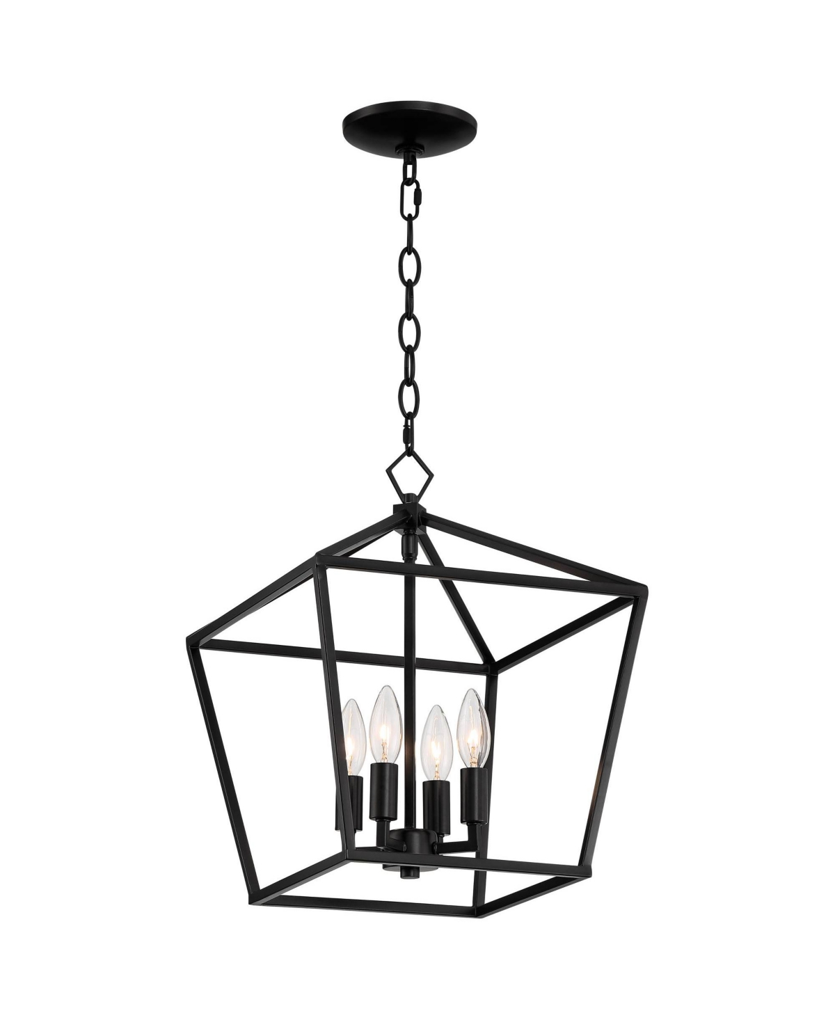 Franklin Iron Works QueluzPendant Chandelier Lighting Wide Modern Geometric Open Cage Shade 4-Light Fixture for Dining Room House Foyer Ent
