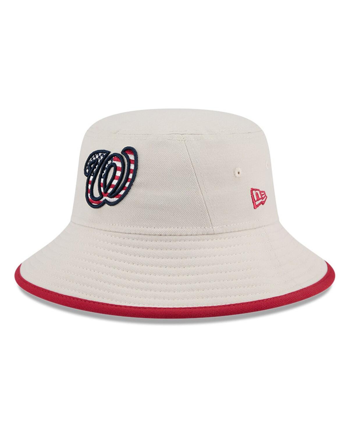 NEW ERA MEN'S KHAKI WASHINGTON NATIONALS 2024 FOURTH OF JULY BUCKET HAT 