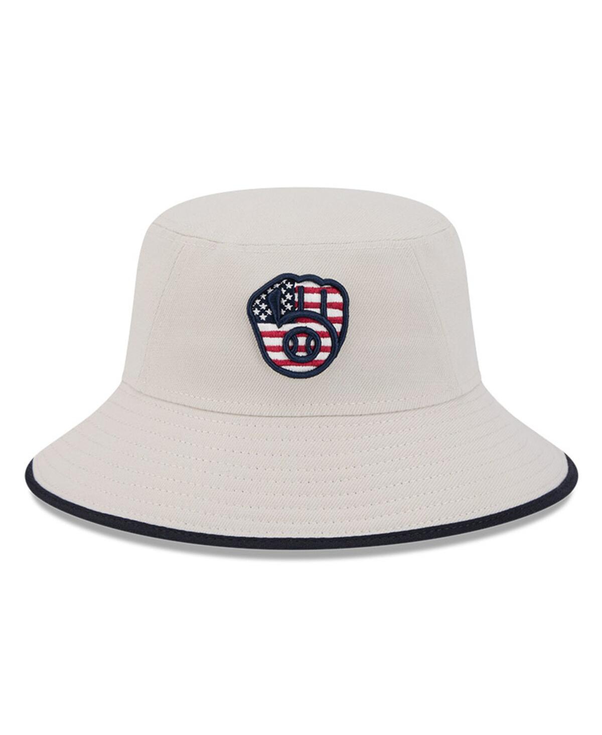 New Era Men's Khaki Milwaukee Brewers 2024 Fourth Of July Bucket Hat In Khaki