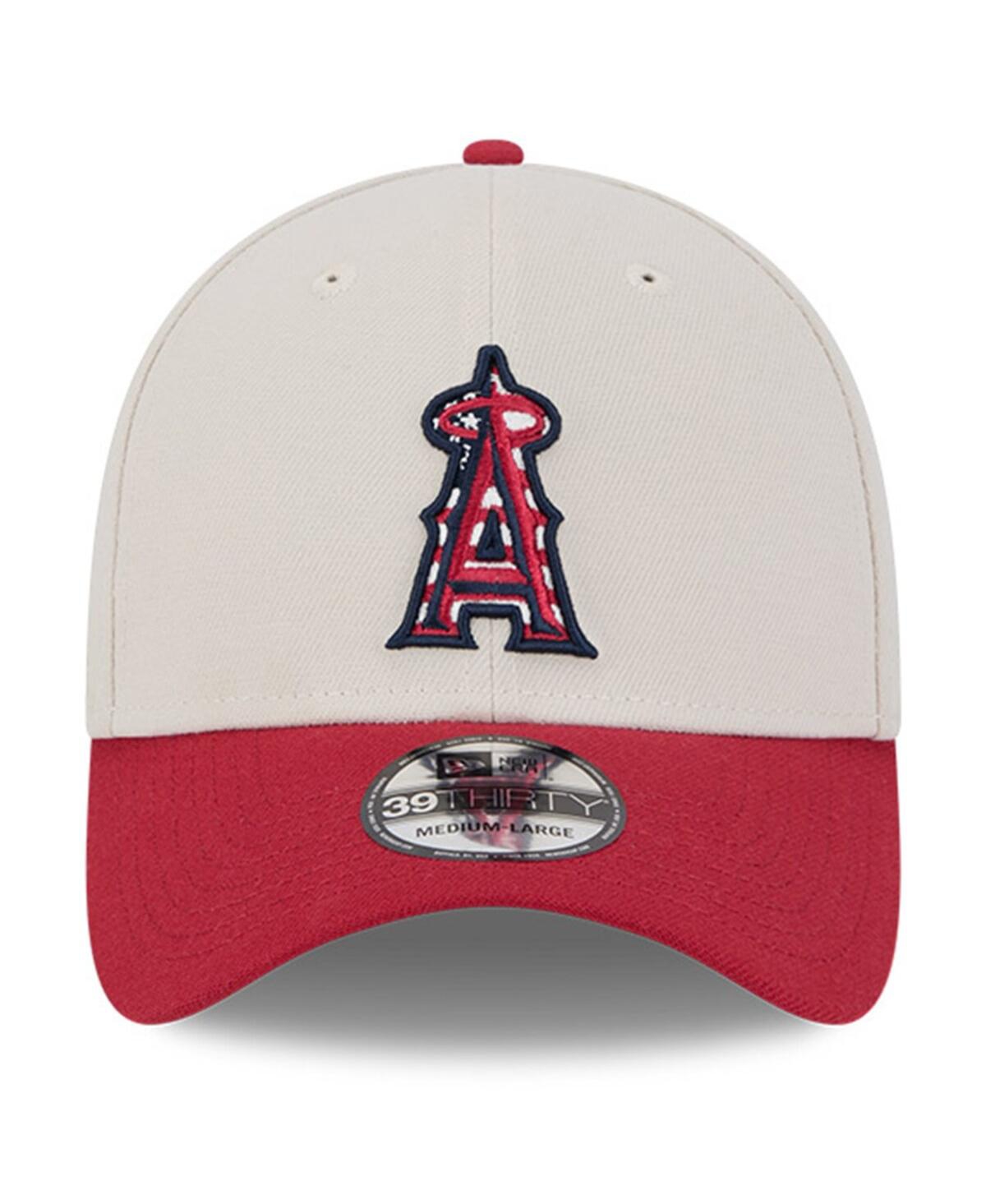 New Era Men's Red Los Angeles Angels 2024 Fourth Of July 39thirty Flex Hat In Khaki