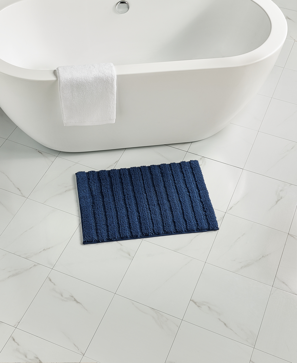 Charter Club Signature Bath Rug, 17" X 24", Exclusively At Macy's In Navy
