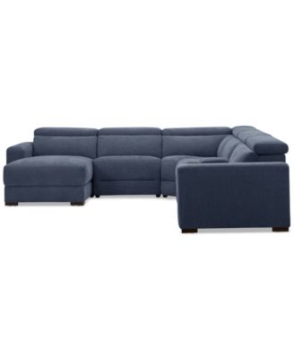 Nevio 6-Pc. Fabric Power Headrest Sectional with Chaise & Console and 3 Power Motion Chairs