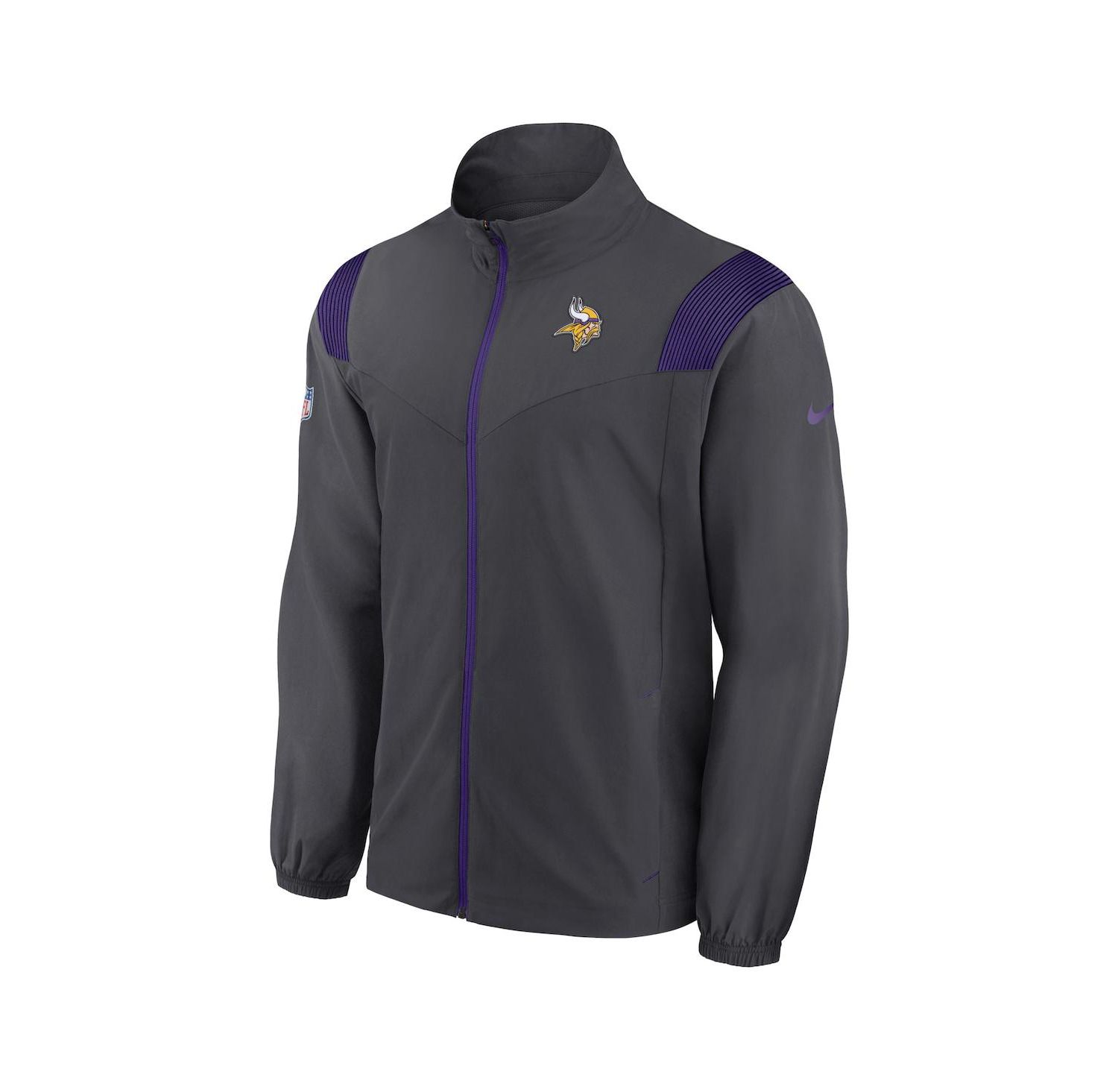 Men's Anthracite Minnesota Vikings Sideline Woven Logo Full-Zip Jacket