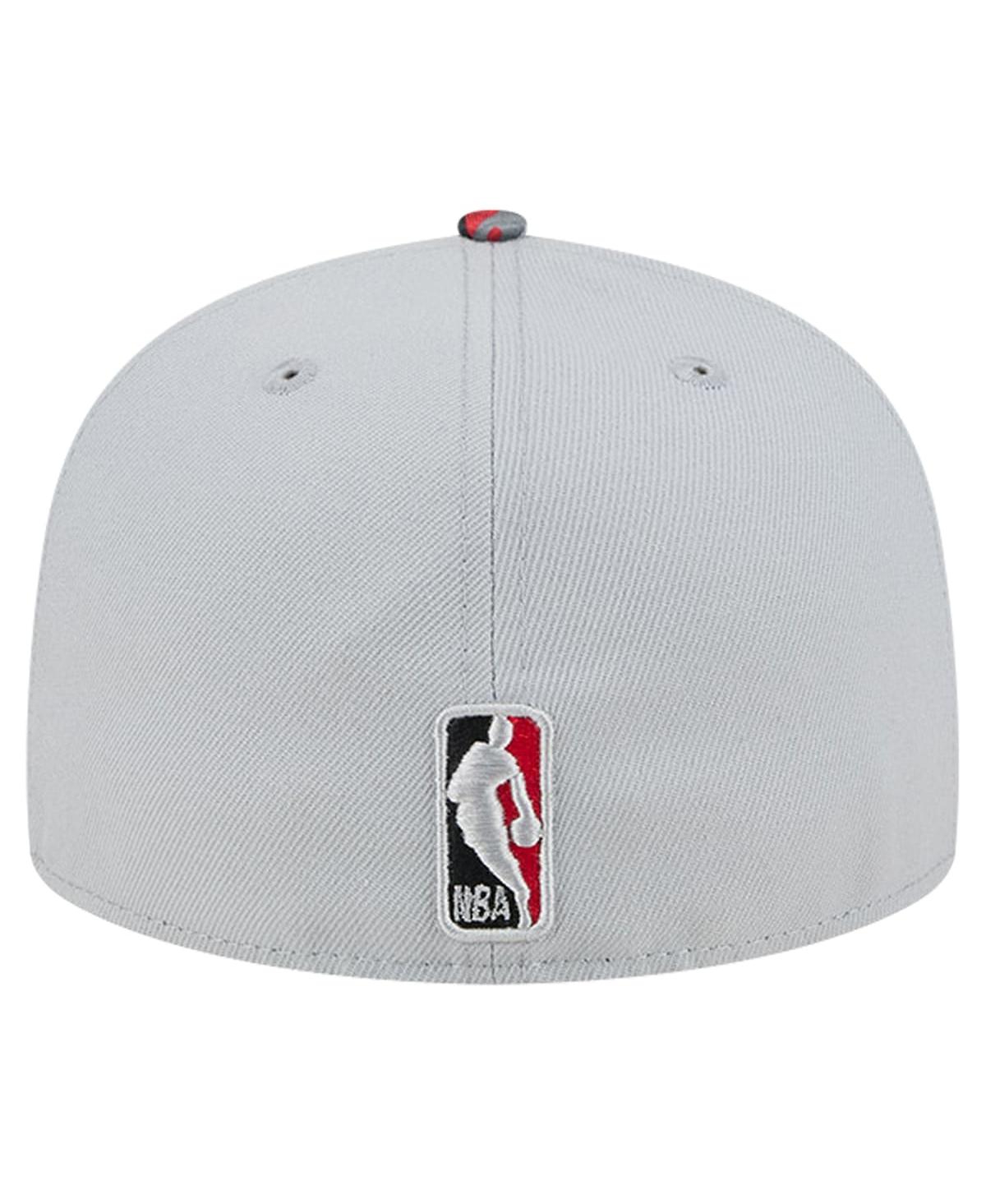 NEW ERA MEN'S GRAY PORTLAND TRAIL BLAZERS ACTIVE COLOR CAMO VISOR 59FIFTY FITTED HAT 