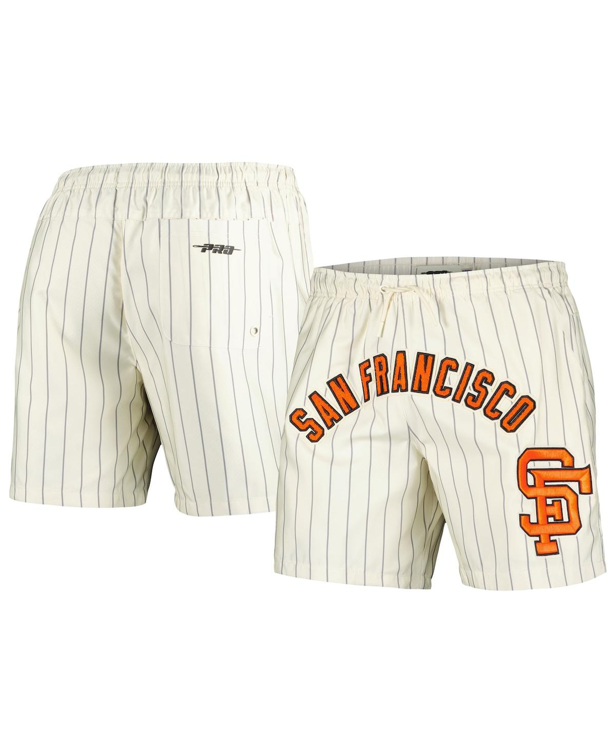 Men's Cream San Francisco Giants Pinstripe Retro Classic Woven Shorts - Cream