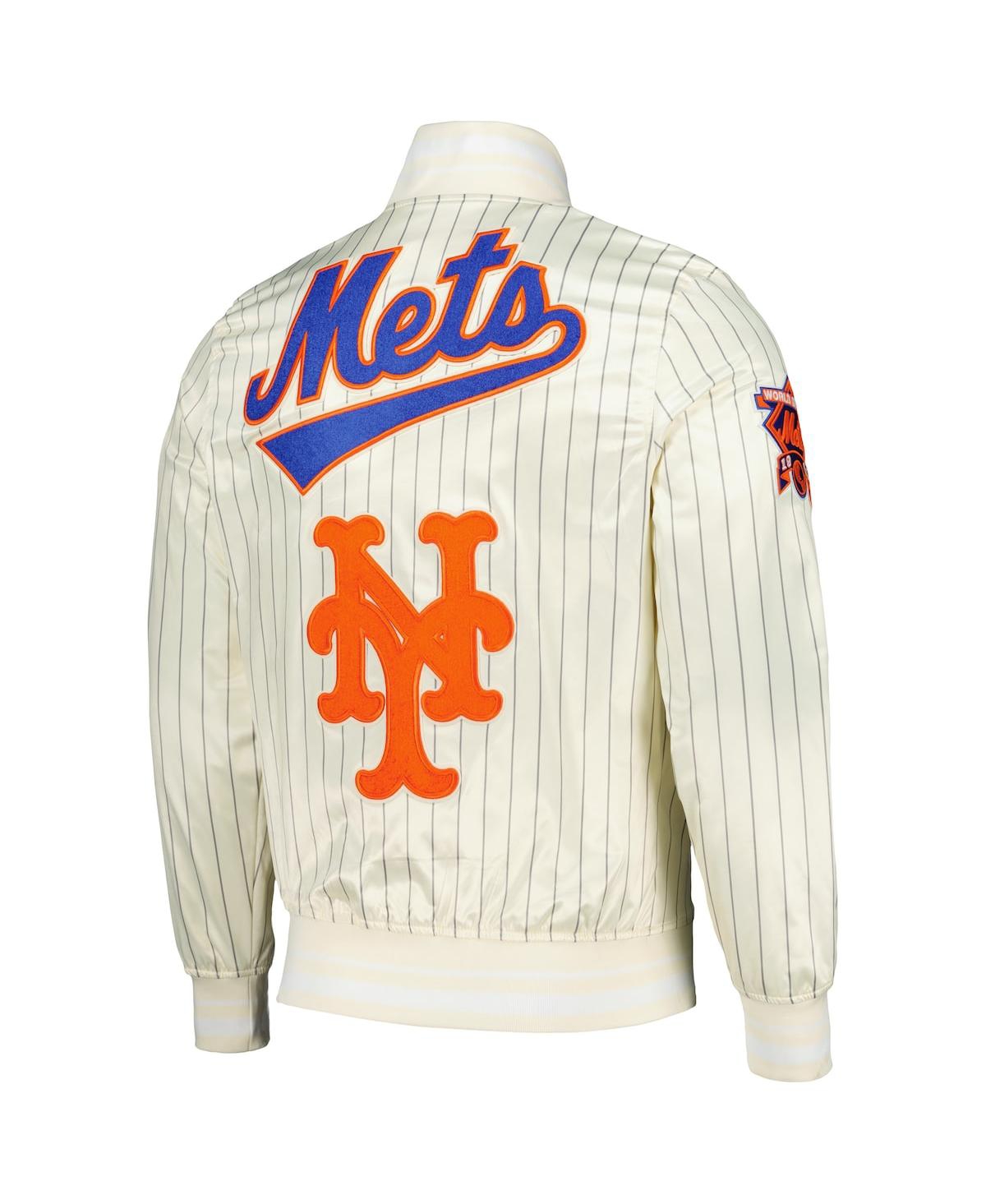 Pro Standard Men'sNew York Mets Cooperstown Collection Pinstripe Retro Classic Satin Full-Snap Jacket - Cream