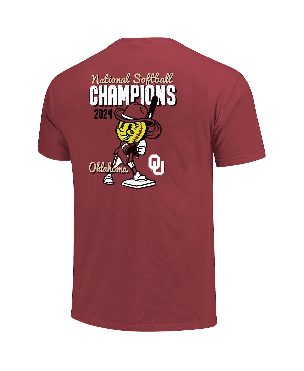 Image One Men's and Women'sOklahoma Sooners 2024 Ncaa Softball Women's College World Series Champions Swing Comfort Colors T-Shirt - Crimson