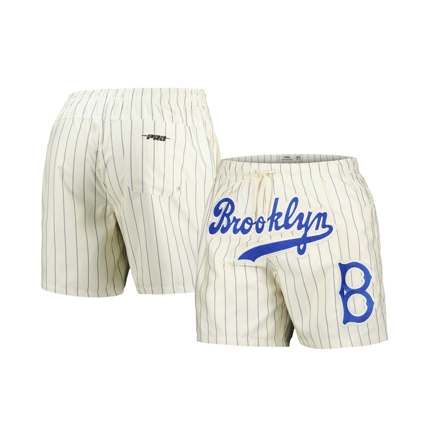 Мужские шорты Pro Standard Cream Brooklyn Dodgers Cooperstown Collection Pinstripe Retro Classic Woven — фото 1