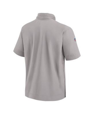 Men's Gray Miami Dolphins 2024 Sideline Coach Short Sleeve Half-Zip Hoodie Jacket