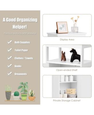 Bathroom Wooden Floor Cabinet Multifunction Storage Rack Organizer Stand