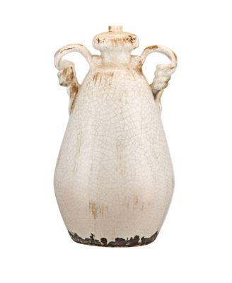 Isabella Cottage Accent Table Lamp Rustic 27" Tall Ivory Ceramic Milk Jar Crackle Beige Bell Shade for Bedroom Living Room Bedside Office