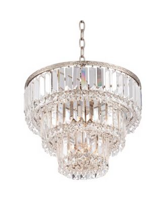 Magnificence Satin Nickel 7-Light LED 14.25" Wide Faceted Crystal Glass Modern Fixture Chandelier