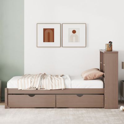 Streamdale Modern Twin Bed Frame with USB/Storage Headboard