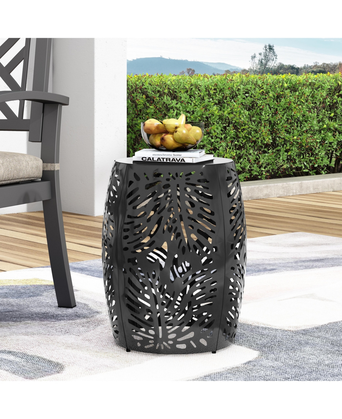 Streamdale Furniture Modern Palm Leaf Side Table with Durable Iron Frame