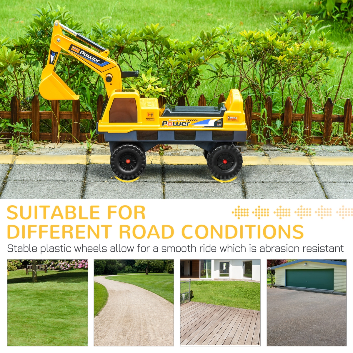 Streamdale Furniture Ride-On Excavator Truck with Digging and Grab Buckets